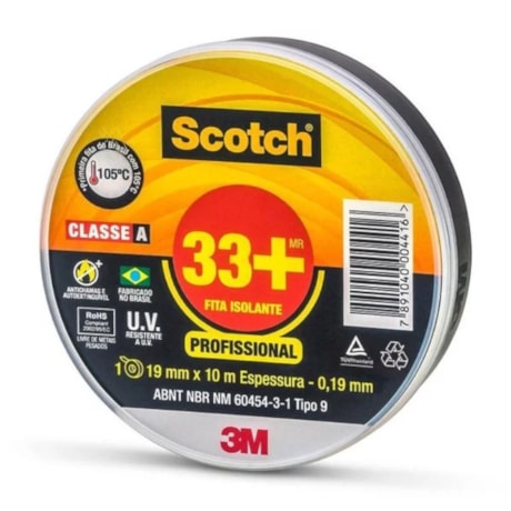 Fita Isolante Preta 19mm x 10m 33+ SCOTCH 3M-7a3e75b1-dfd4-402e-96a0-9775a954f7f2