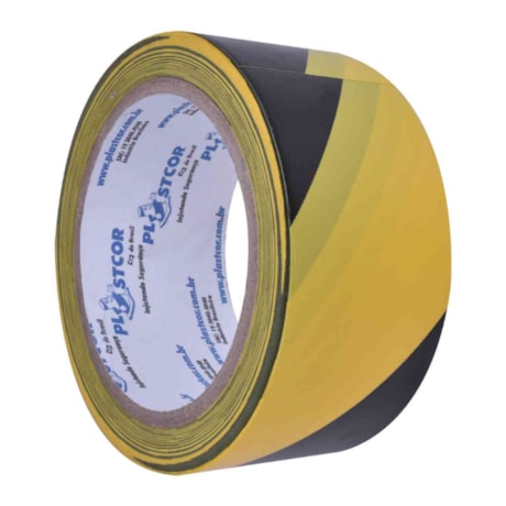 Fita para Demarcação de Solo 48mm x 30m Amarela e Preta 700.01516 PLASTCOR