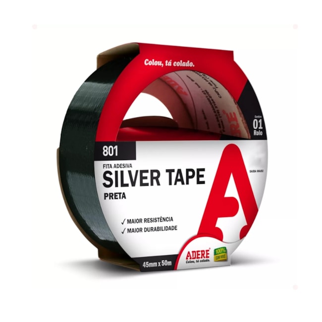 Fita Silver Tape 45mm x 50m Preta 801 ADERE-18e1558c-cd73-4da4-b644-ddda8e0813b3