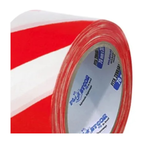 Fita Zebrada de Isolamento 70mm x 200m Vermelha e Branca 700.00083 PLASTCOR