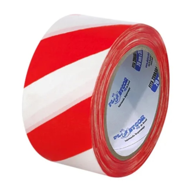 Fita Zebrada de Isolamento 70mm x 200m Vermelha e Branca 700.00083 PLASTCOR-65601dd9-bc9e-4a2e-a482-17b4c8737fe6