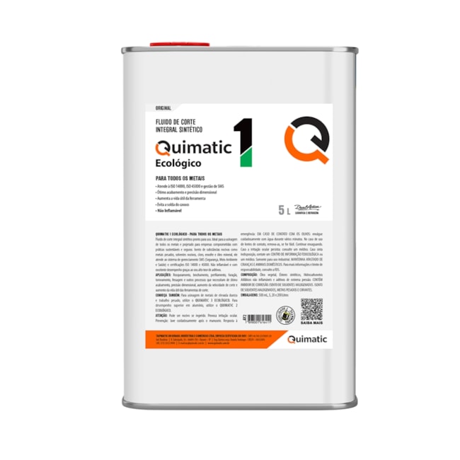 Fluido de Corte Ecológico 5 Litros NR 1 ECOLOGICO QUIMATIC-86134891-1e6b-4433-8948-5085bc0c71ab