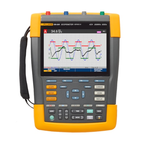 FLUKE 190-204-III-S Osciloscópio Portátil Digital 200MHz 4 Canais Color com Cabo e Software FLUKE-5f3f1658-13a5-433a-9a8e-72b33b23339e