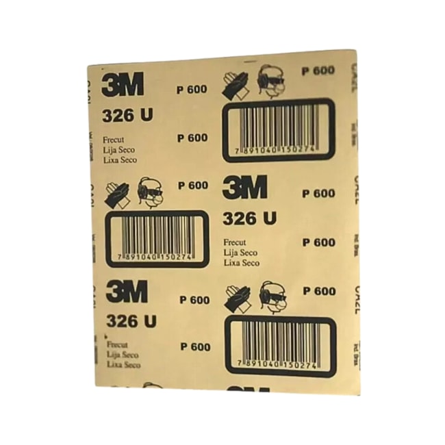 Folha de Lixa a Seco Grão 600 225x275mm 50 unidades Ouro 326U 3M-66645eb5-3505-45f2-831f-c020ed45828f