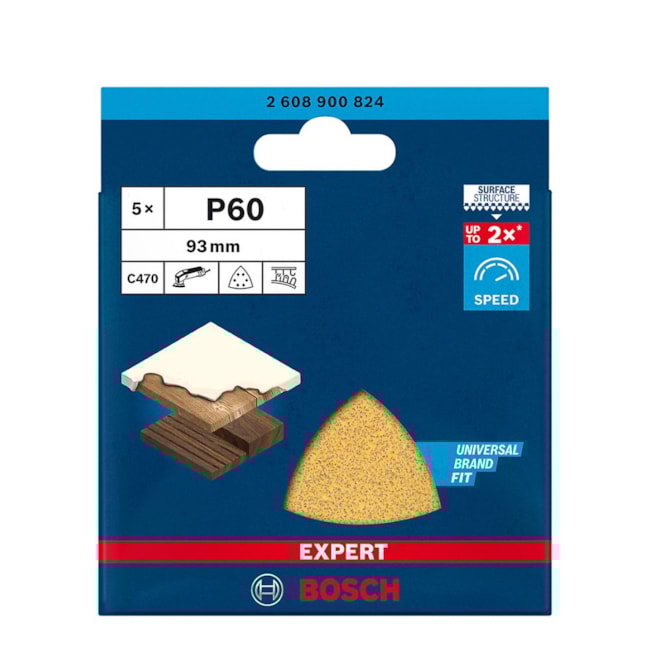 Folha de Lixa Madeira Gr 60 93mm com 5 Peças 2608900824 EXPERT BOSCH-2e7fa2f2-4ed1-4ee5-8aac-570eb8f281c7