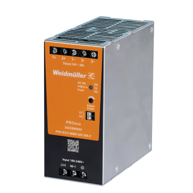 Fonte de Alimentação Chaveada 480W 24VCC 20A Monofásico PRO ECO 480W 24V 20A II CONEXEL WEIDMULLER-71a0a7ce-b38c-4357-a862-5ed30d1b068c