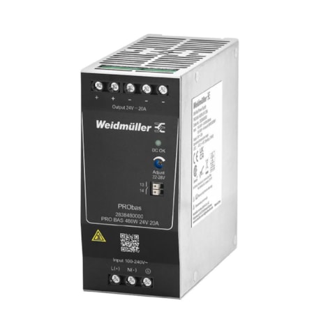 Fonte de Alimentação Chaveada Pro BAS 480W 24V 20A 2838480000 WEIDMULLER CONEXEL