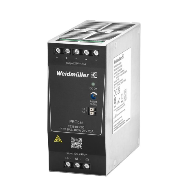 Fonte de Alimentação Chaveada Pro BAS 480W 24V 20A 2838480000 WEIDMULLER CONEXEL-081b78ca-ffe1-4000-8e6c-00f4931f72be