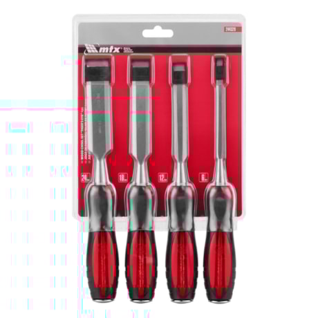 Formão 6 a 24mm Cabo Emborrachado Jogo com 4 Peças 244329 Marca