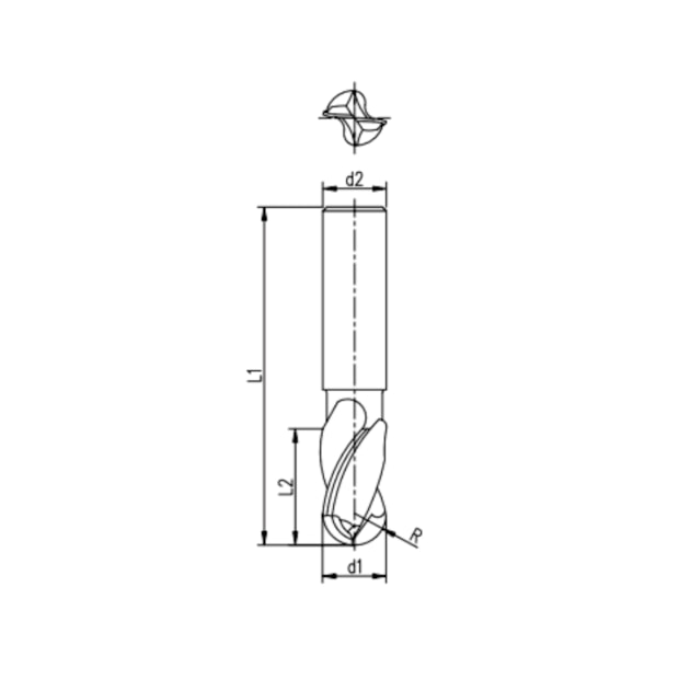 Fresa Topo Esférica HSS 10,00mm 2 Cortes 1454 INDAÇO-3181b67b-274c-4540-8f23-94820e622c7b