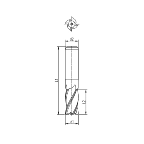 Fresa Topo Reto HSS 10,00mm 4 Cortes Longa 1501.1 INDAÇO