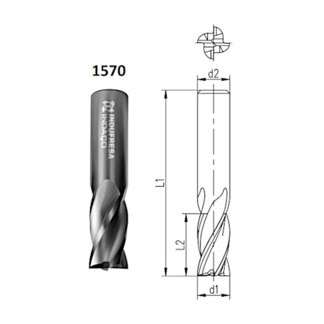 Fresa Topo Reto Metal Duro 11,00mm 4 Cortes 1570 INDACO-02587444-9d53-453e-ac86-a287f67c4379