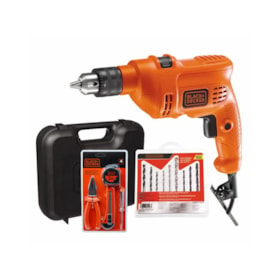 Furadeira de Impacto 3/8'' 560W TM500KB9 com 9 Brocas e Maleta + Kit Ferramentas 4 Peças BLACK DECKER  