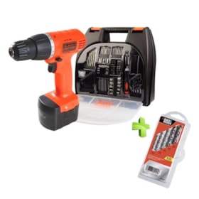 Furadeira Parafusadeira 12V Bivolt com 100 Acessórios + Kit Brocas 5 Peças BLACK + DECKER