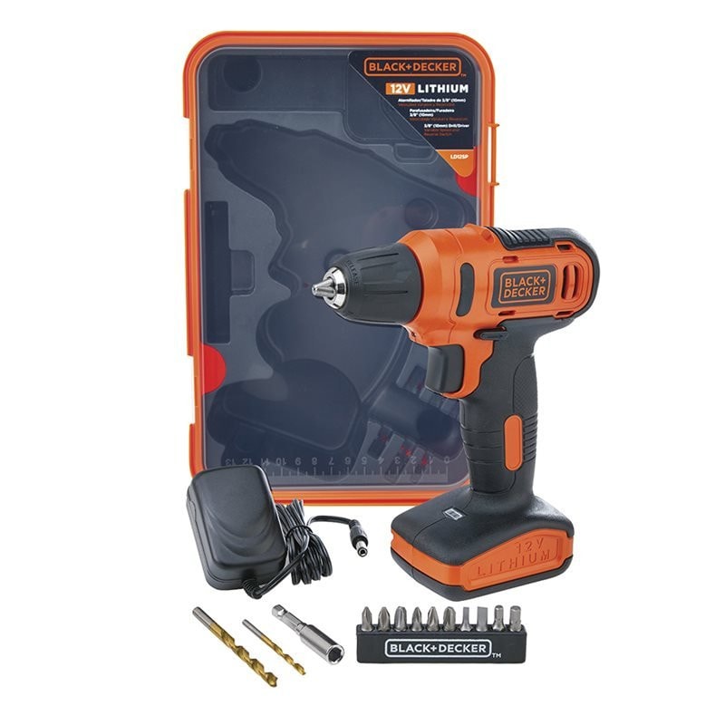 Furadeira Parafusadeira 3/8" 12V Bivolt com 13 Acessórios LD12SP-BR BLACK + DECKER
