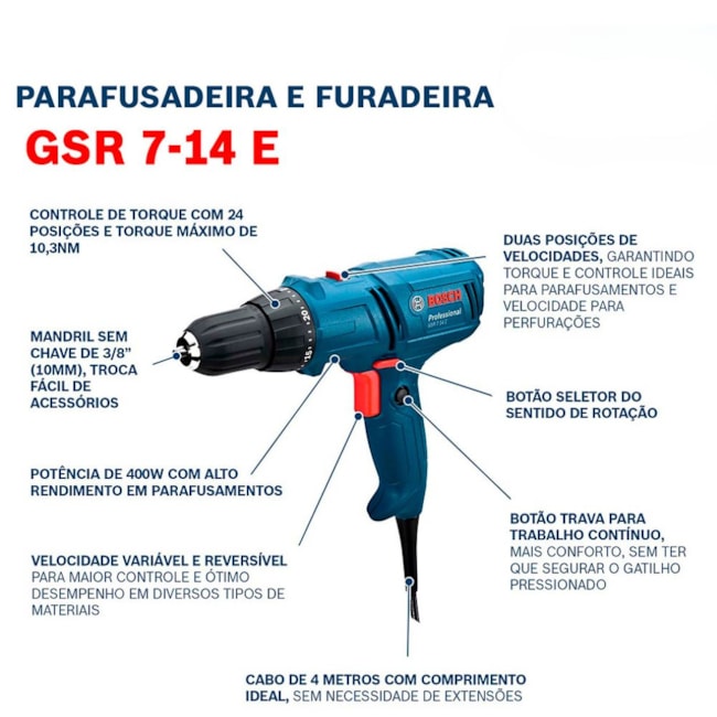 Furadeira Parafusadeira 3/8