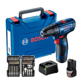 Furadeira Parafusadeira 3/8'' GSR 120-LI com Bateria e Carregador Bivolt + Jogo de Bits e Soquetes 43 Peças BOSCH