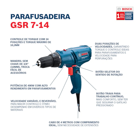 Furadeira Parafusadeira 400W GSR 7-14E BOSCH-1e43ddaf-88bf-4a70-881a-3c078c938b66