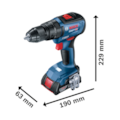 Furadeira Parafusadeira de Impacto 1/2" 18V Bateria 2.0Ah Carregador Bivolt e Maleta GSB 18V-50 BOSCH