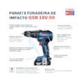 Furadeira Parafusadeira de Impacto 1/2" 18V Bateria 2.0Ah Carregador Bivolt e Maleta GSB 18V-50 BOSCH