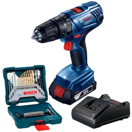 Furadeira Parafusadeira de Impacto 1/2'' 18V GSB 180-LI com Bateria 2.0Ah Carregador Bivolt e Kit de Brocas de Titânio 30 Peças X-LINE BOSCH-c62bcbad-ff38-4ec3-ae37-0bfcb0f92339