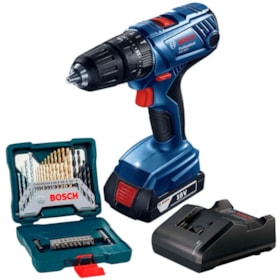 Furadeira Parafusadeira de Impacto 1/2'' 18V GSB 180-LI com Bateria 2.0Ah Carregador Bivolt e Kit de Brocas de Titânio 30 Peças X-LINE BOSCH