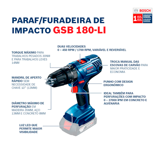 Furadeira Parafusadeira de Impacto 1/2