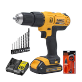 Furadeira/ Parafusadeira de Impacto 1/2" 20V + Jogo de Brocas e Kit de Ferramentas DEWALT Furadeira/ Parafusadeira de Impacto 1/2" 20V + Jogo de Brocas e Kit de Ferramentas DEWALT