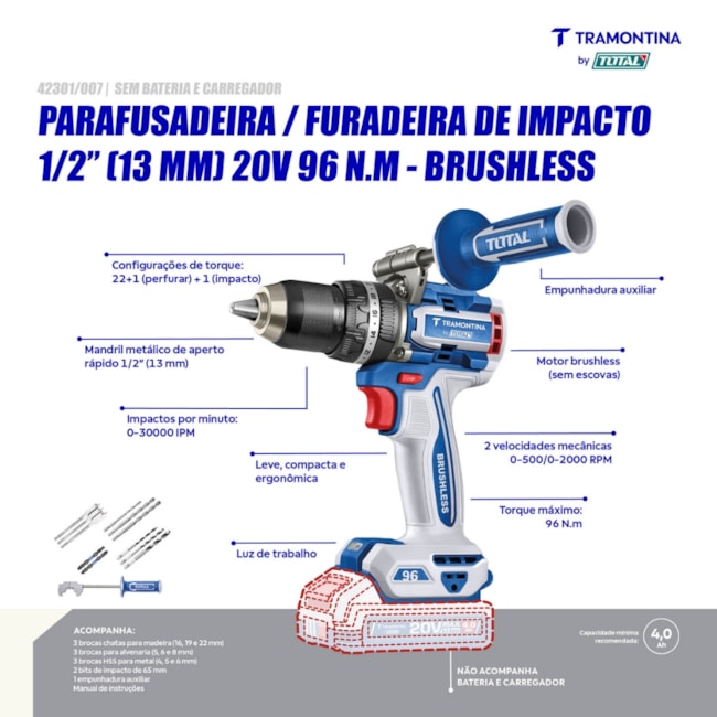 Furadeira Parafusadeira de Impacto 1/2