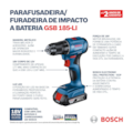 Furadeira Parafusadeira de Impacto 1/2" Bateria 18V 2 Baterias Carregador Bivolt Maleta e Acessórios GSB 185-LI BOSCH