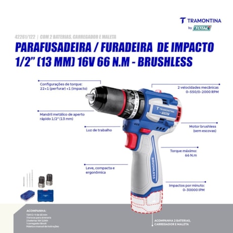 Furadeira Parafusadeira de impacto 1/2
