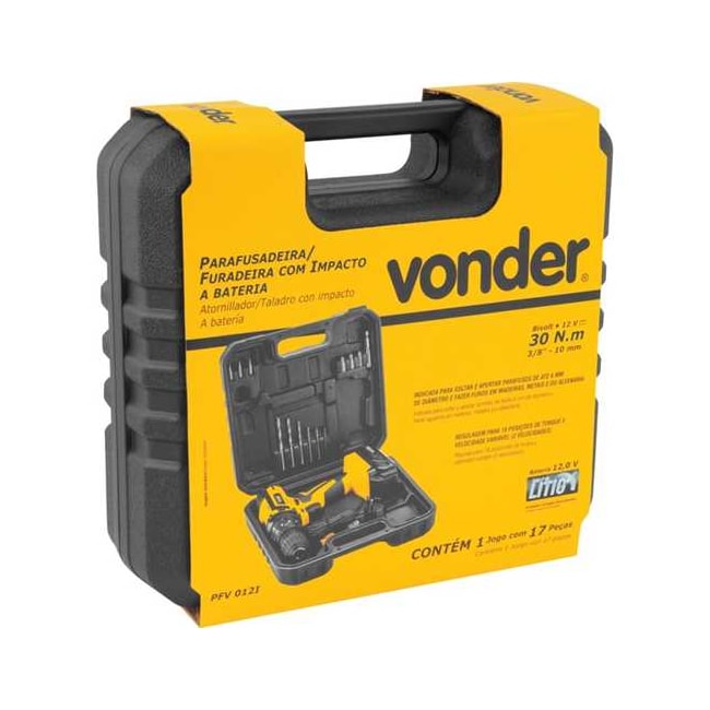 Furadeira Parafusadeira de Impacto 12V com Bateria Bivolt Maleta e Carregador 6001000012 PFV 012I VONDER-edd28900-17a6-4f4f-9595-37dc14712a41