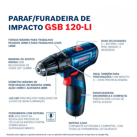 Furadeira Parafusadeira de Impacto 3/8