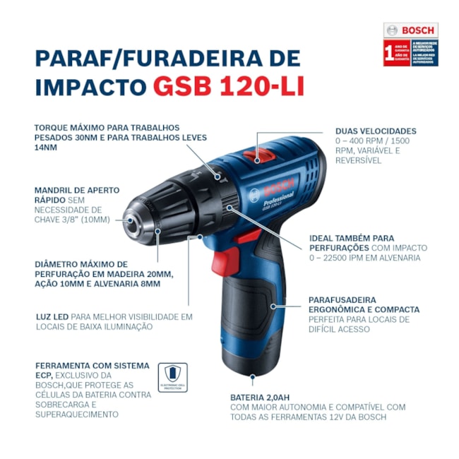 Furadeira Parafusadeira de Impacto 3/8