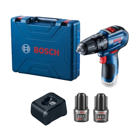 Furadeira Parafusadeira de Impacto 3/8" Brushless 2 Baterias 12V Carregador Bivolt e Maleta GSB 12V-30 BOSCH