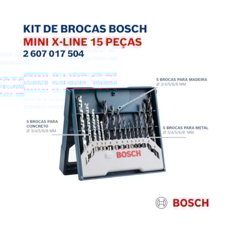 Furadeira Parafusadeira de Impacto 3/8'' GSB 120-LI Bateria 12V Carregador Bivolt + Kit de Brocas 15 Peças X-LINE BOSCH-8e6a5b8a-da14-4a77-bcbc-1a99bc823d41