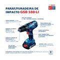 Furadeira Parafusadeira de Impacto GSB 180 LI com Bateria e Carregador Bivolt + Jogo de Pontas Mini X-Line 25 Peças BOSCH