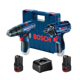 Furadeira Parafusadeira GSB 120-LI e Chave de Impacto GDR 120-LI 12V com 2 Baterias Carregador Bivolt e Maleta BOSCH