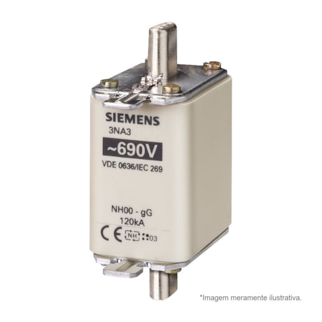 Fusível NH 00 gL/gG Retardado 100A 120kA em 690Vca 3NA38306 SIEMENS-f7621d68-b6e0-4169-9ff5-3e11683d1cb6