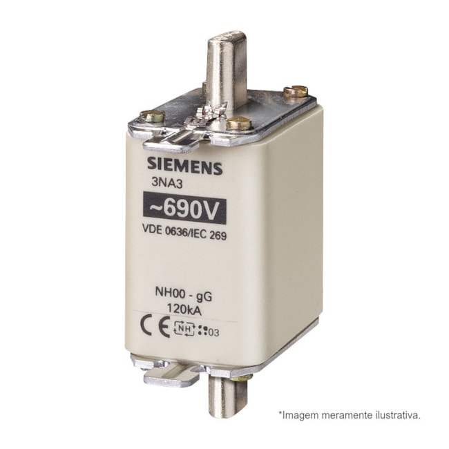 Fusível NH 00 gL/gG Retardado 100A 120kA em 690Vca 3NA38306 SIEMENS-8e23aba1-e55d-4070-96ba-c96ba7167e6e