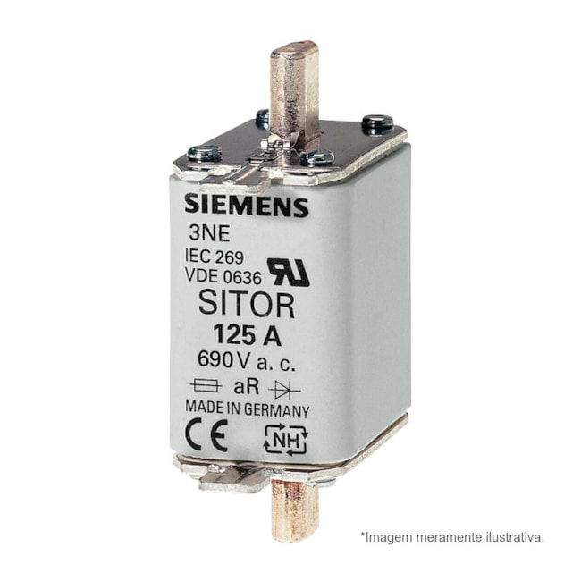 Fusível NH 00 gS Sitor Ultra Rápido 125A 100kA em 690Vca 3NE10220 SIEMENS-c3c9cb81-a9cf-4222-860b-1e9749a5982f