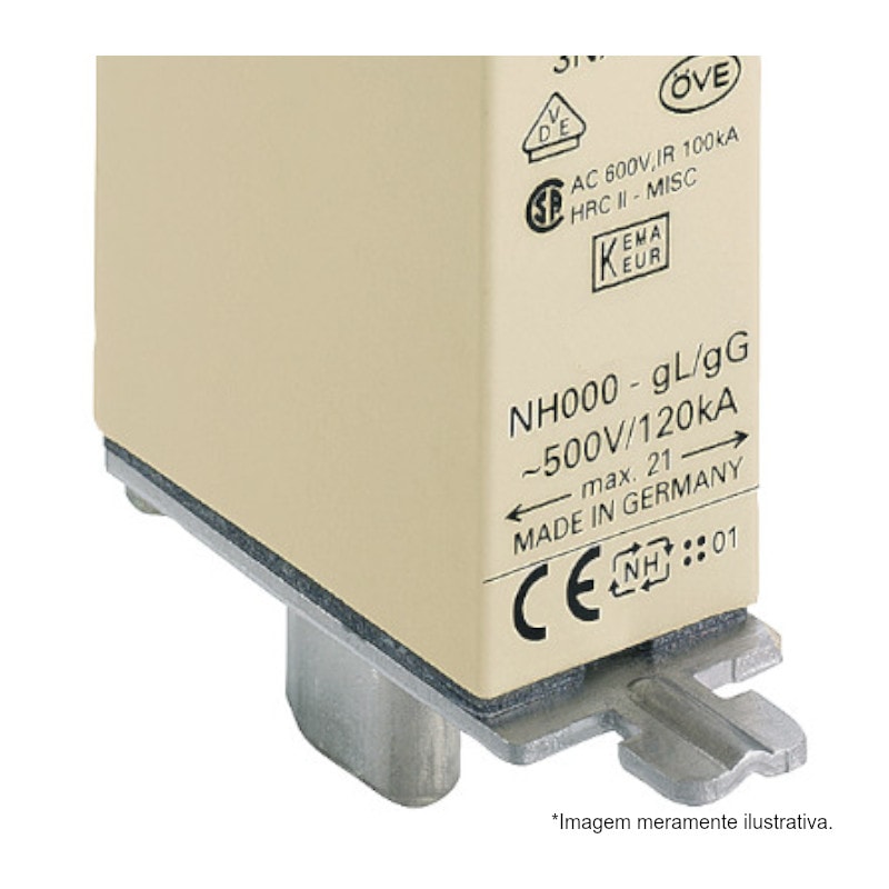 ノーリミッド Fusível NH 000 gL/gG Retardado 100A 120kA em 500Vca 3NA3830