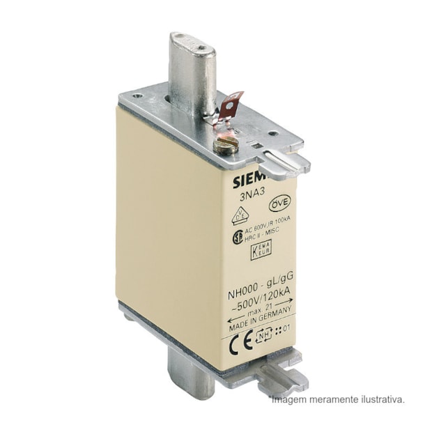 Fusível NH 000 gL/gG Retardado 100A 120kA em 500Vca 3NA3830 SIEMENS-e0b1f6a6-71ec-4873-acbe-f8f08e93de2f