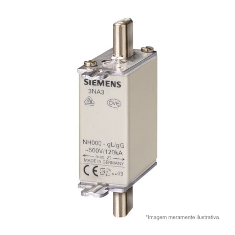 Fusível NH 000 gL/gG Retardado 16A 120kA em 500Vca 3NA3805 SIEMENS