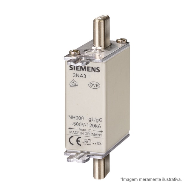 Fusível NH 000 gL/gG Retardado 25A 120kA em 500Vca 3NA3810 SIEMENS-3586d21b-7215-4c8c-ba9a-4e01e9bd7bb3