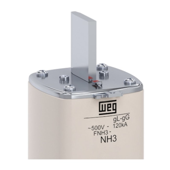 Fusível NH GL/GG Retardado 500A 120KA 500VCA FNH3-500U WEG-4e1a277d-775a-4115-ae64-2b0f18f35483