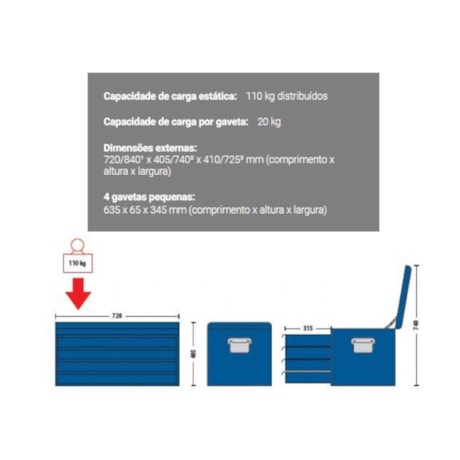 Gabinete para Ferramentas com 4 Gavetas e 1 Bandeja 1002 GEDORE-2a1ebf9e-fff9-4d15-b5ca-845f8f7ae739