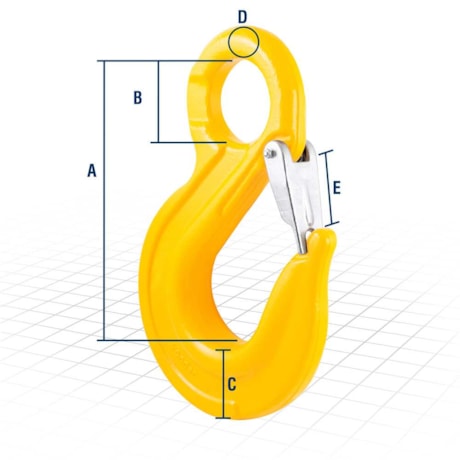 Gancho de Aço 8.00 Toneladas com Olhal e Trava Grau 8 3569100800 VONDER-23605297-69b8-4c43-be21-5d4b80d3a264