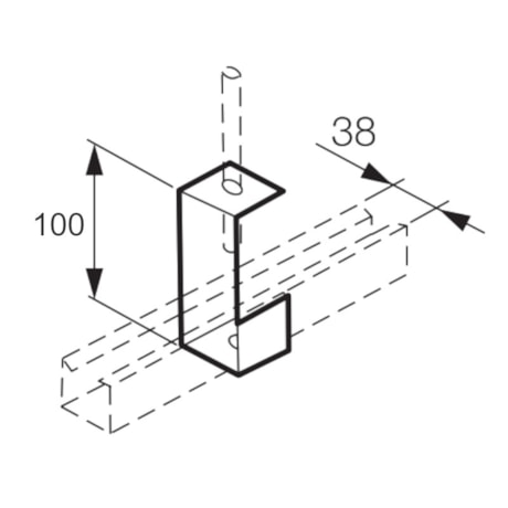 Gancho Suporte Curto para Perfilados 100mm Chapa n°18 PG 936234 CEMAR