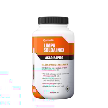 Gel Limpa Solda Decapante para Aço Inox Ação Rápida 850g LT1 QUIMATIC